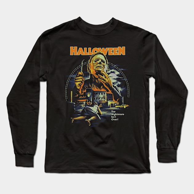 Retro Halloween Movie Long Sleeve T-Shirt by Jogja Istimewa